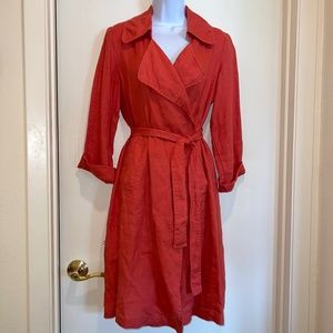 Linen belted wrap coat by Cynthia Rowley